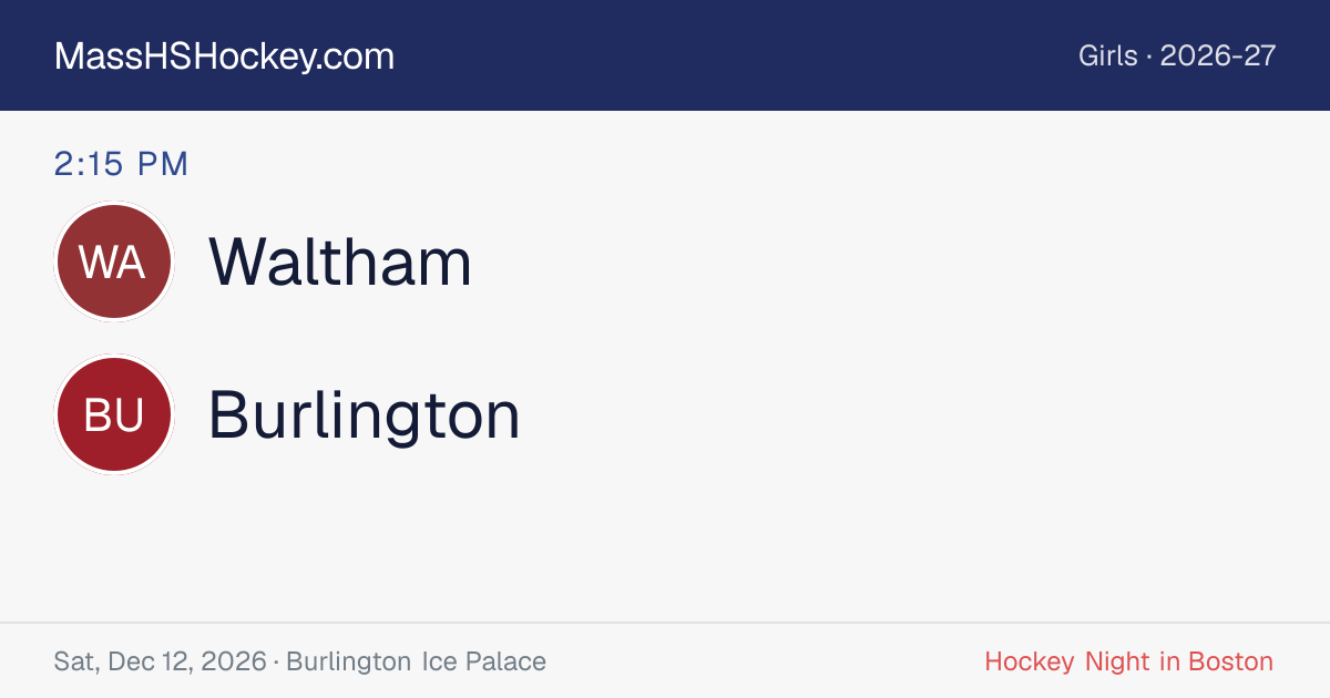 Waltham at Burlington score card