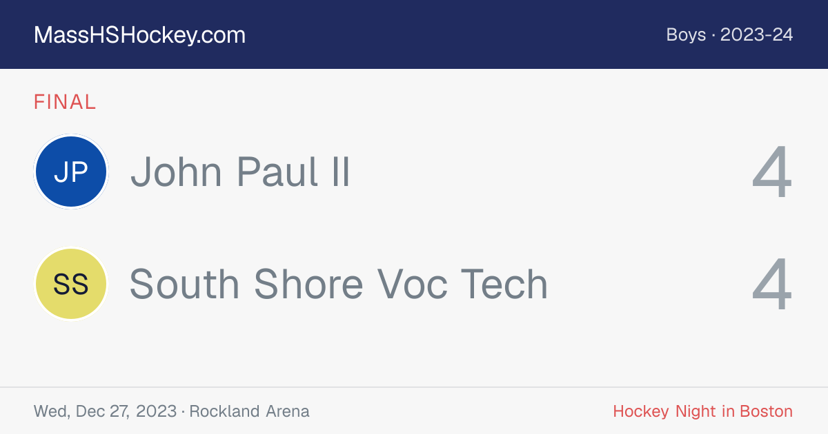 John Paul II at South Shore Voc Tech score card