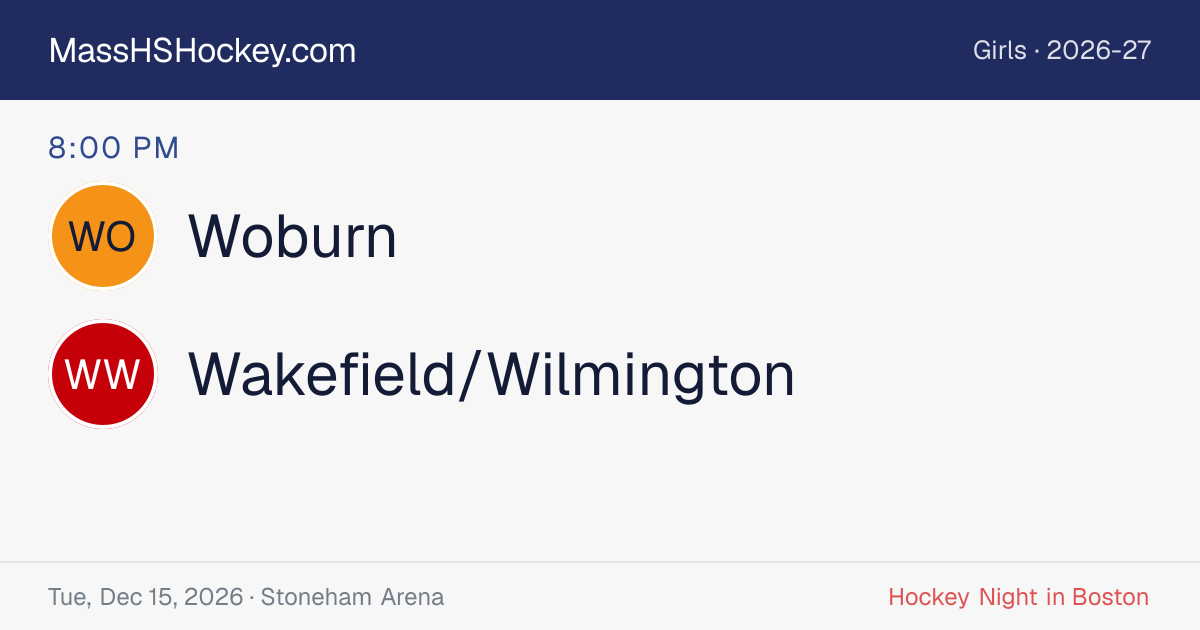 Woburn at Wakefield/Wilmington score card