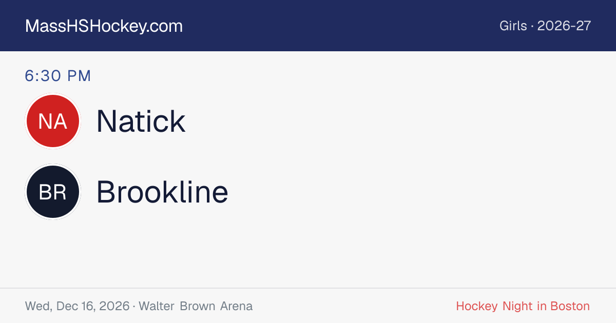 Natick at Brookline score card