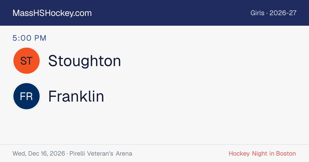 Stoughton at Franklin score card