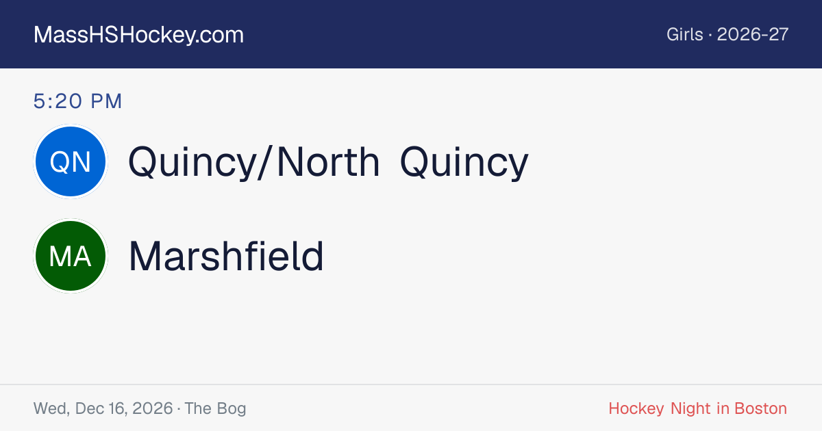 Quincy/North Quincy at Marshfield score card