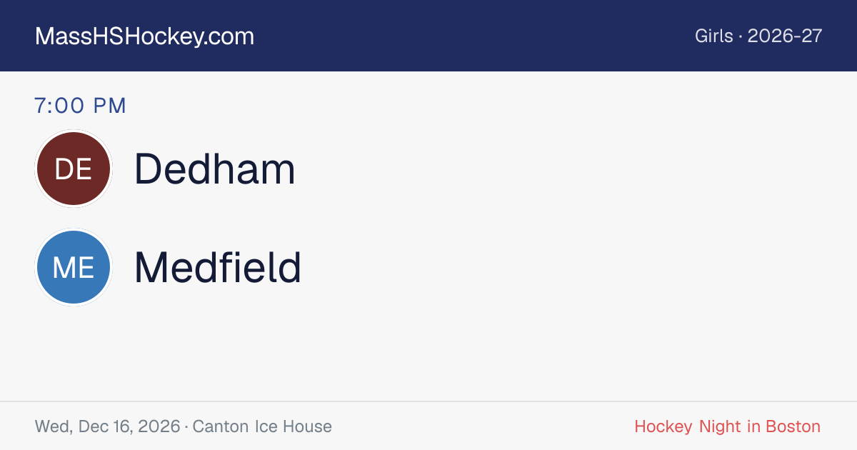 Dedham at Medfield score card