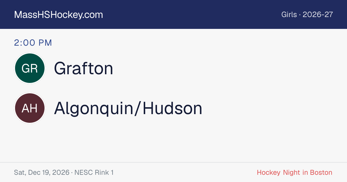 Grafton at Algonquin/Hudson score card