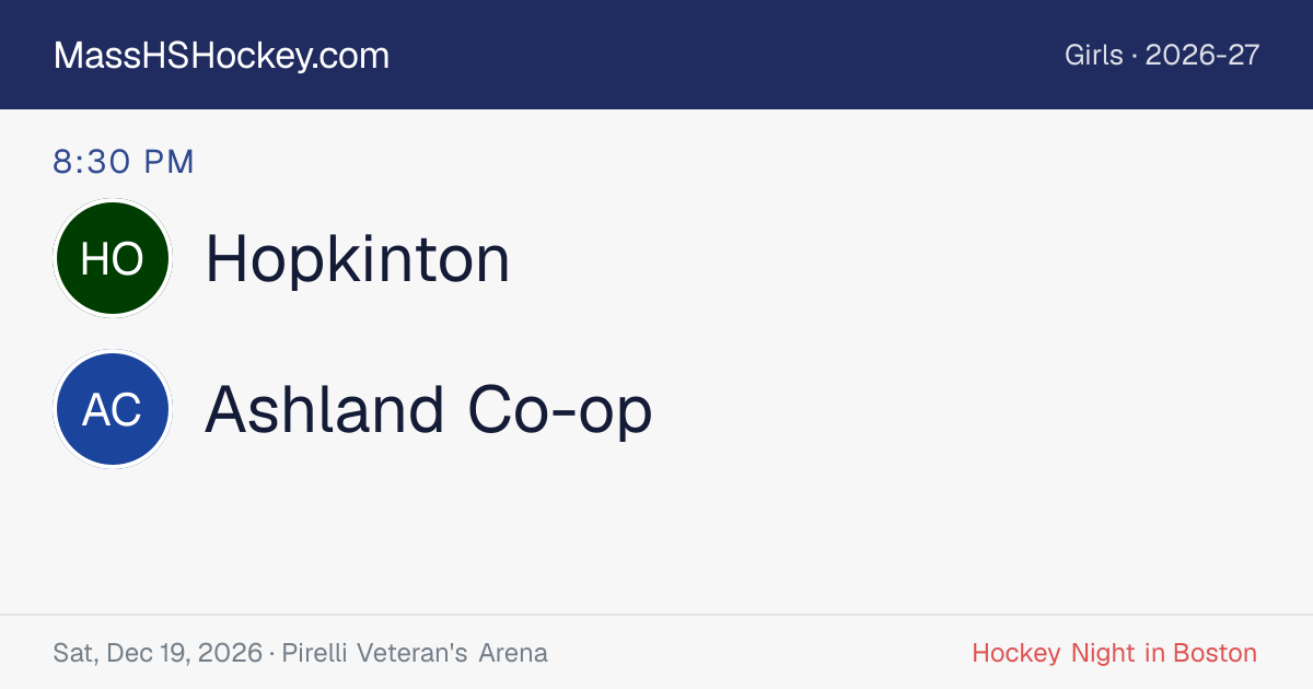 Hopkinton at Ashland Co-op score card