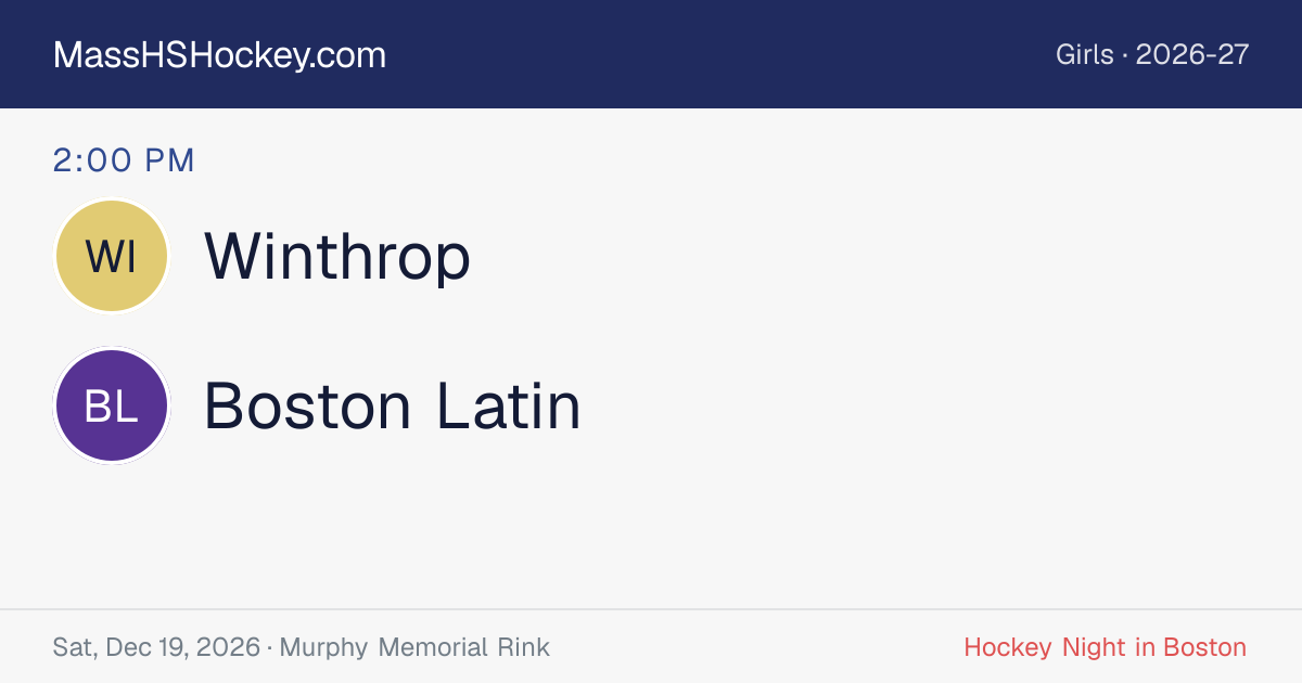 Winthrop at Boston Latin score card