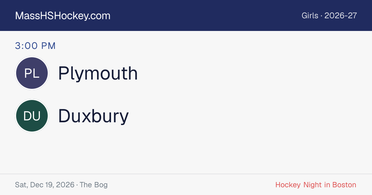 Plymouth at Duxbury score card
