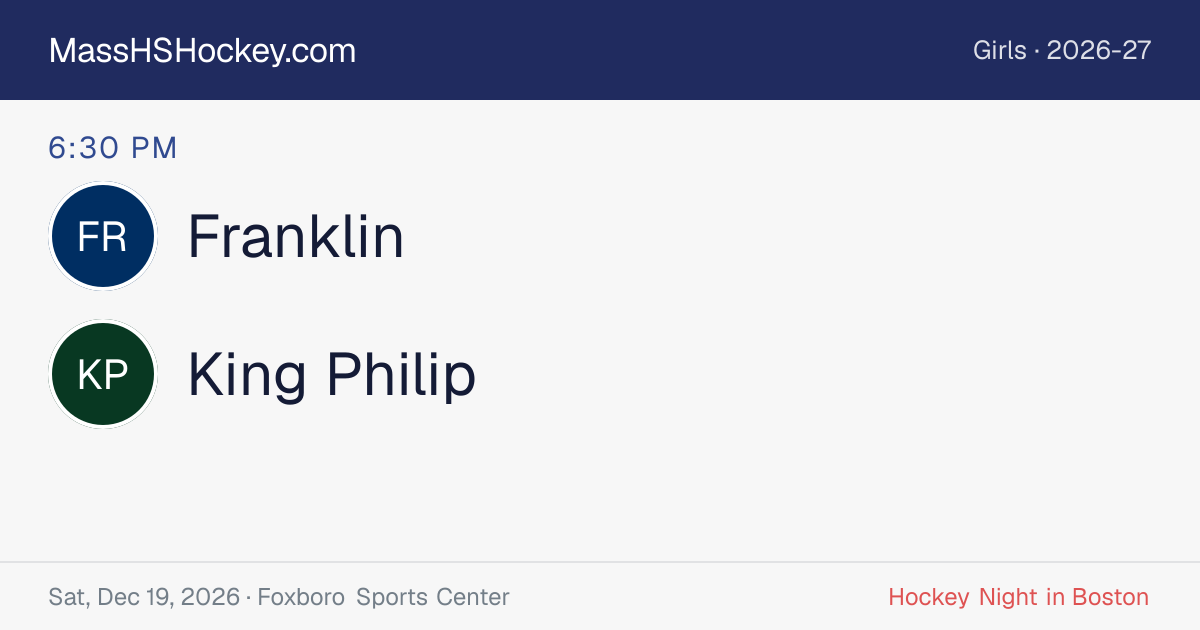 Franklin at King Philip score card