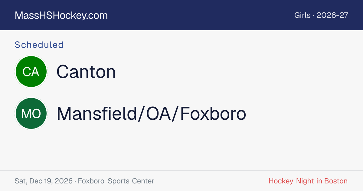 Canton at Mansfield/OA/Foxboro score card