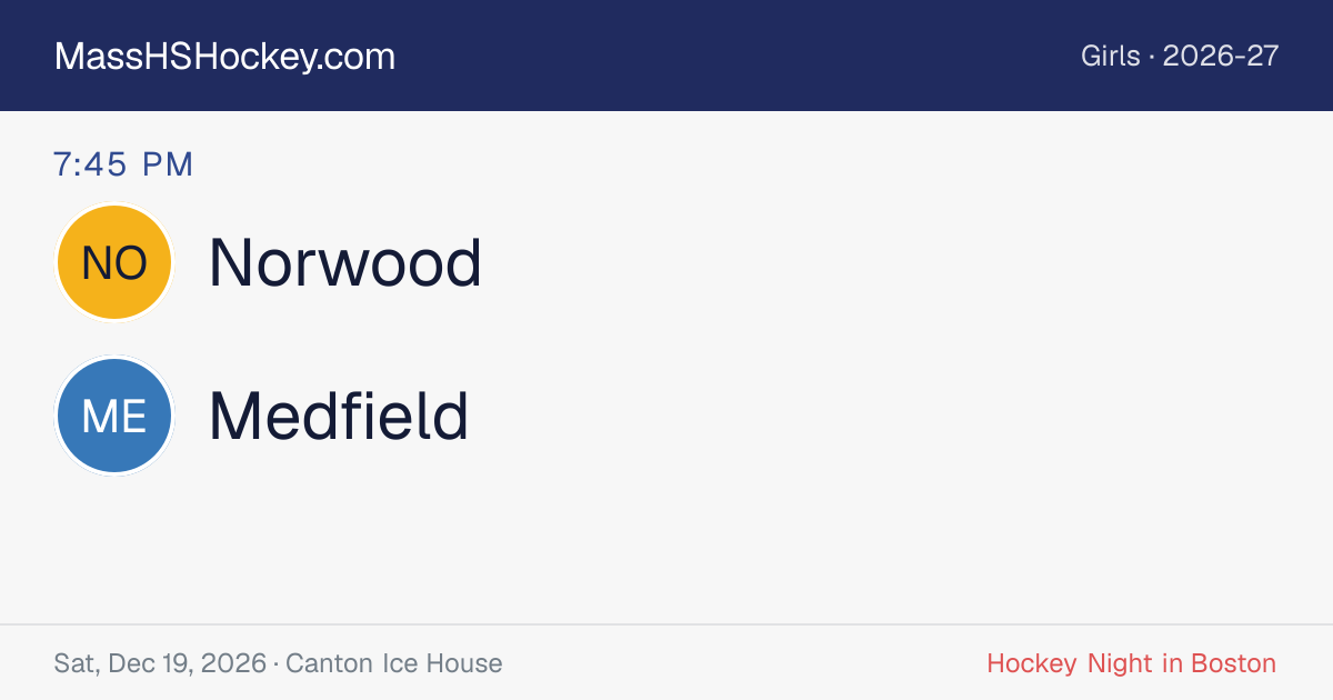Norwood at Medfield score card