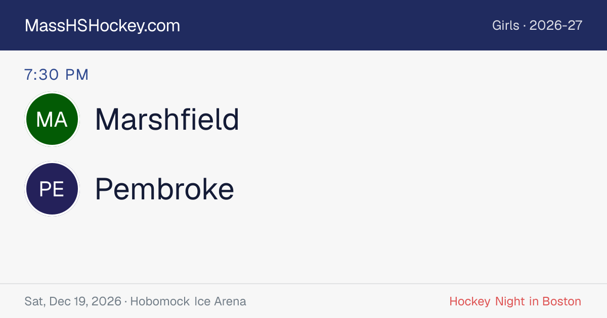 Marshfield at Pembroke score card