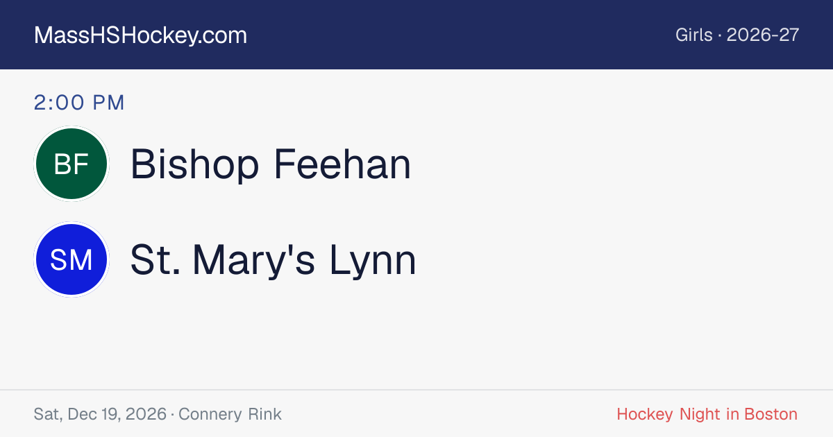 Bishop Feehan at St. Mary's Lynn score card