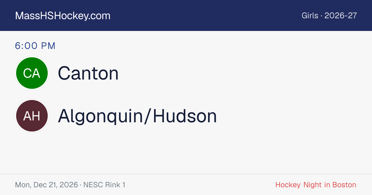 Canton at Algonquin/Hudson score card