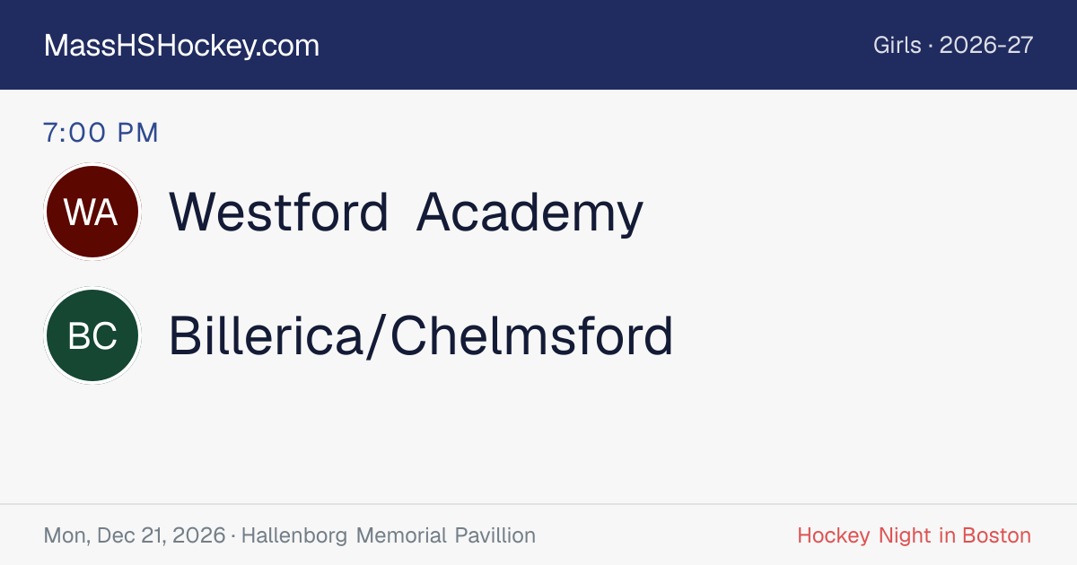 Westford Academy at Billerica/Chelmsford score card