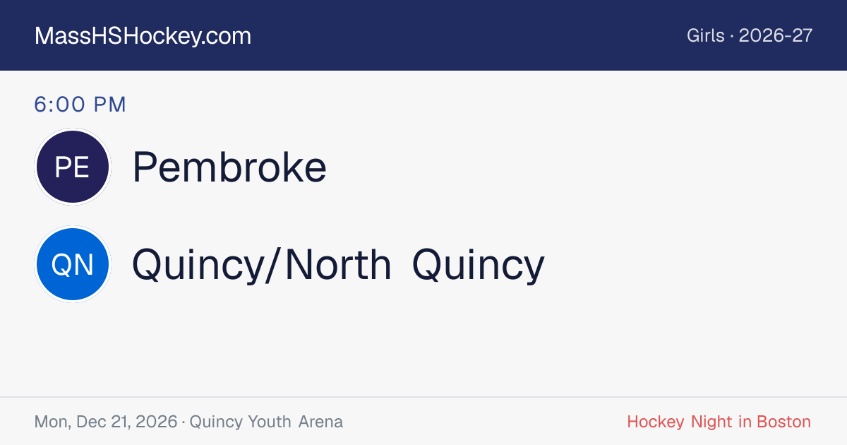 Pembroke at Quincy/North Quincy score card