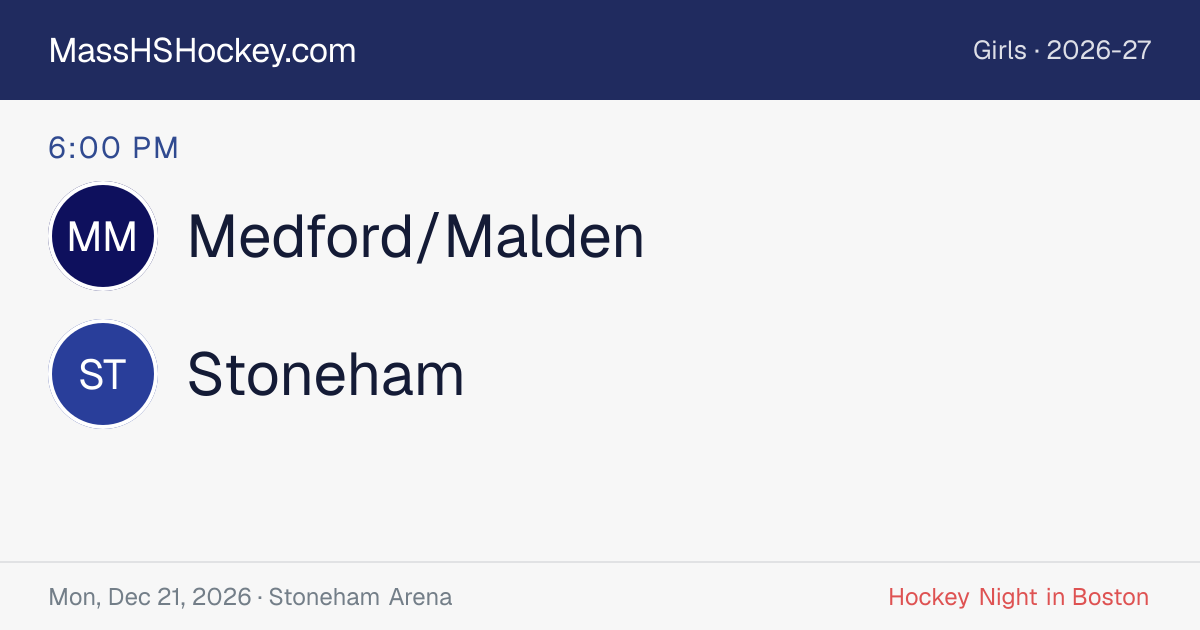 Medford/Malden at Stoneham score card