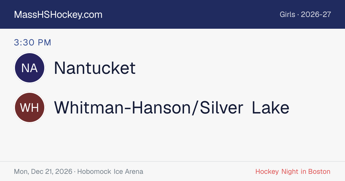 Nantucket at Whitman-Hanson/Silver Lake score card