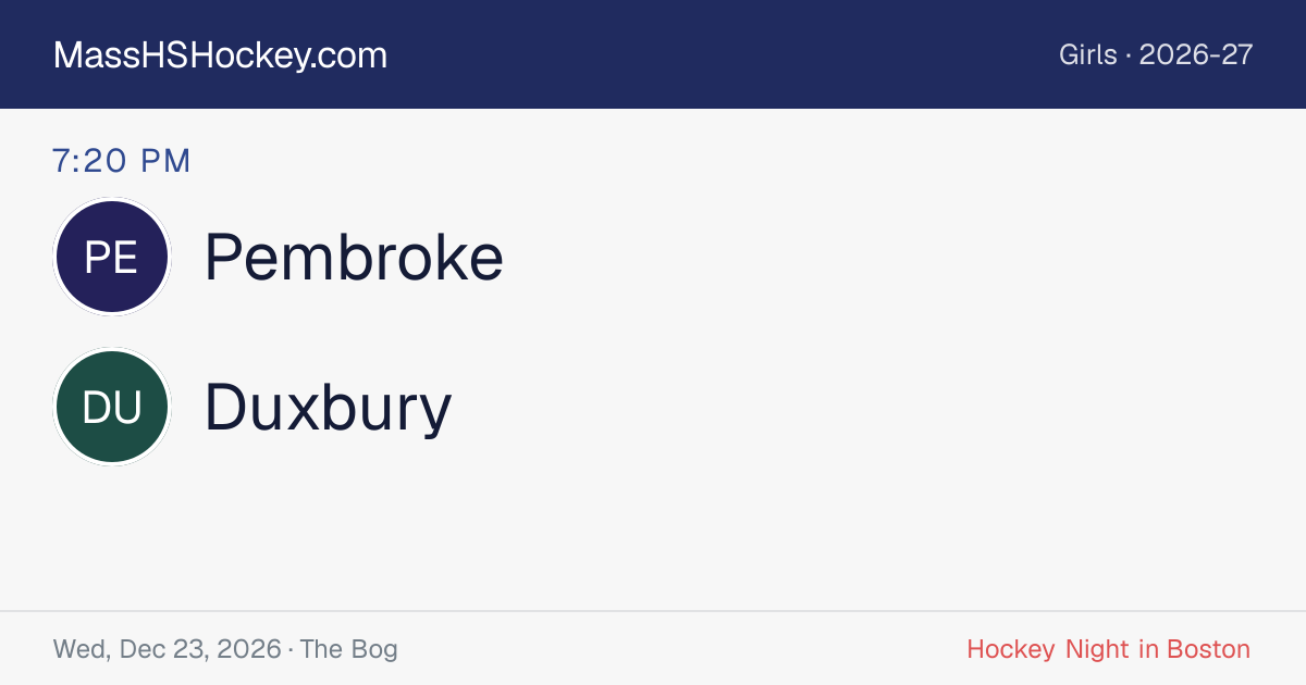 Pembroke at Duxbury score card