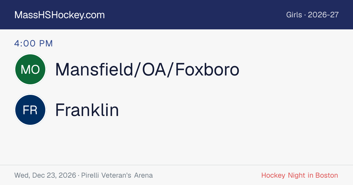 Mansfield/OA/Foxboro at Franklin score card