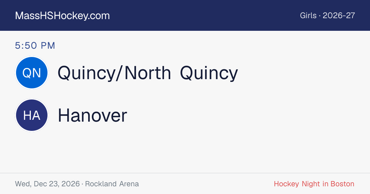 Quincy/North Quincy at Hanover score card