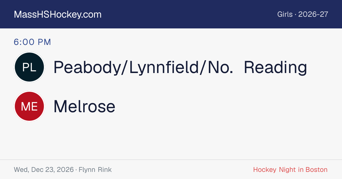 Peabody/Lynnfield/No. Reading at Melrose score card