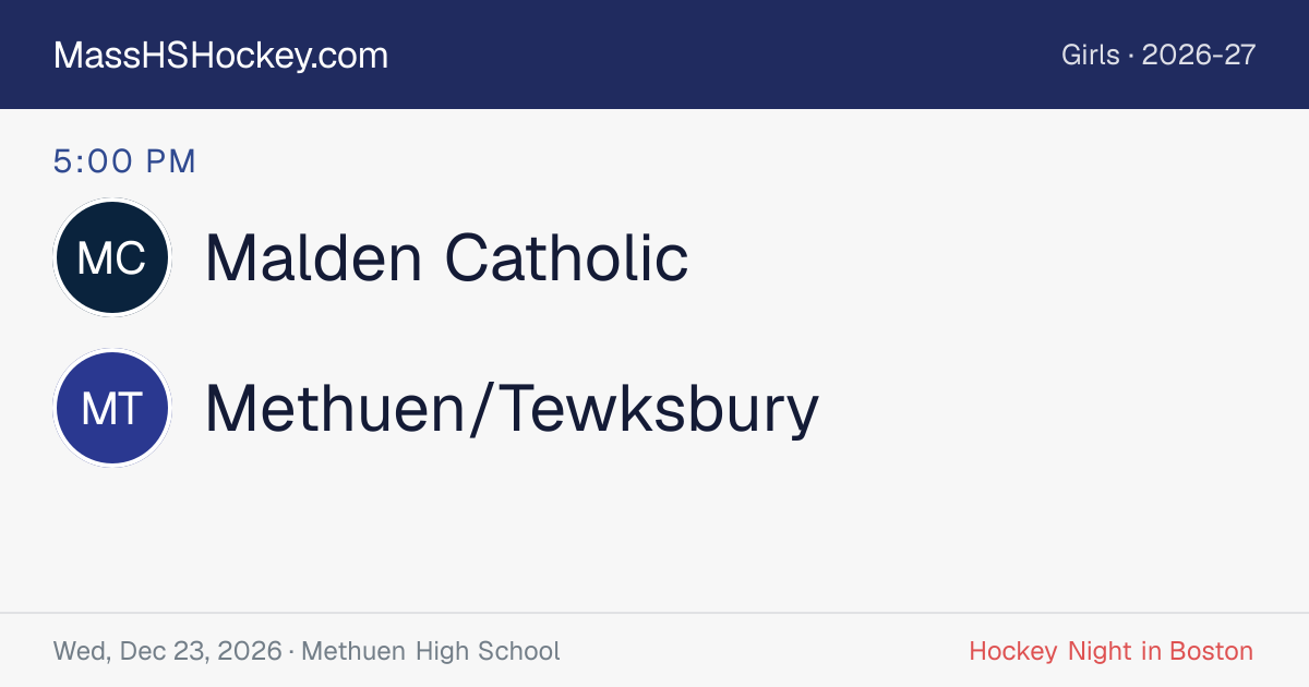 Malden Catholic at Methuen/Tewksbury score card