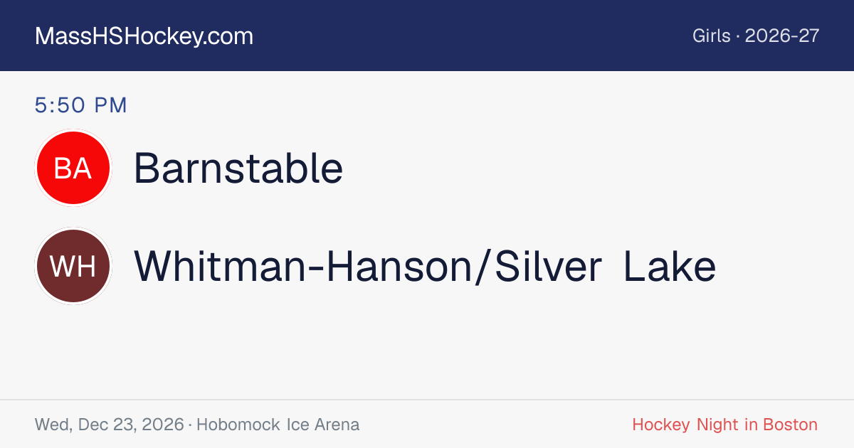 Barnstable at Whitman-Hanson/Silver Lake score card