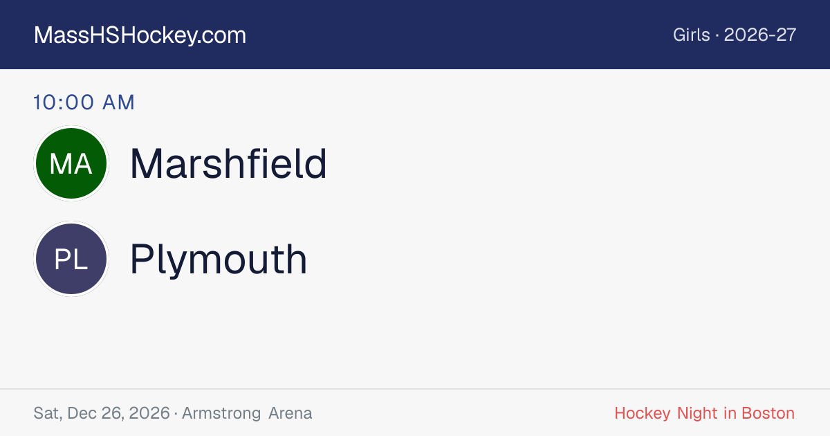 Marshfield at Plymouth score card