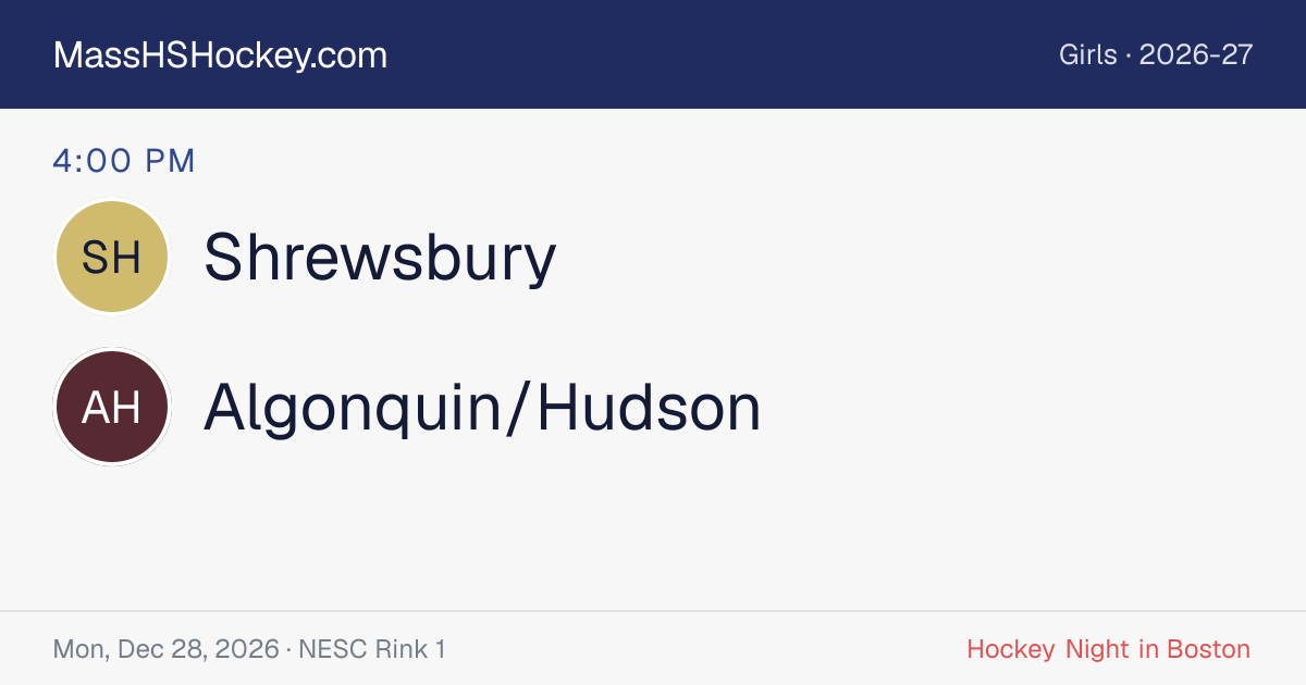 Shrewsbury at Algonquin/Hudson score card