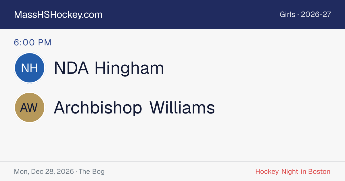 NDA Hingham at Archbishop Williams score card
