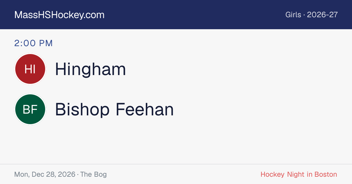 Hingham at Bishop Feehan score card