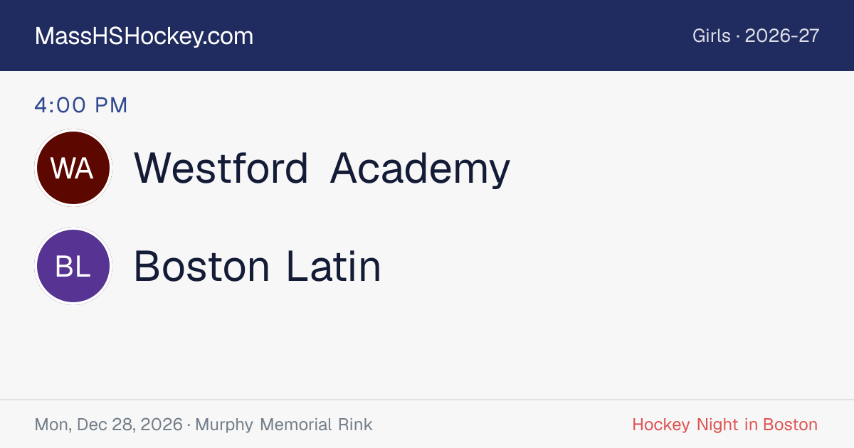 Westford Academy at Boston Latin score card
