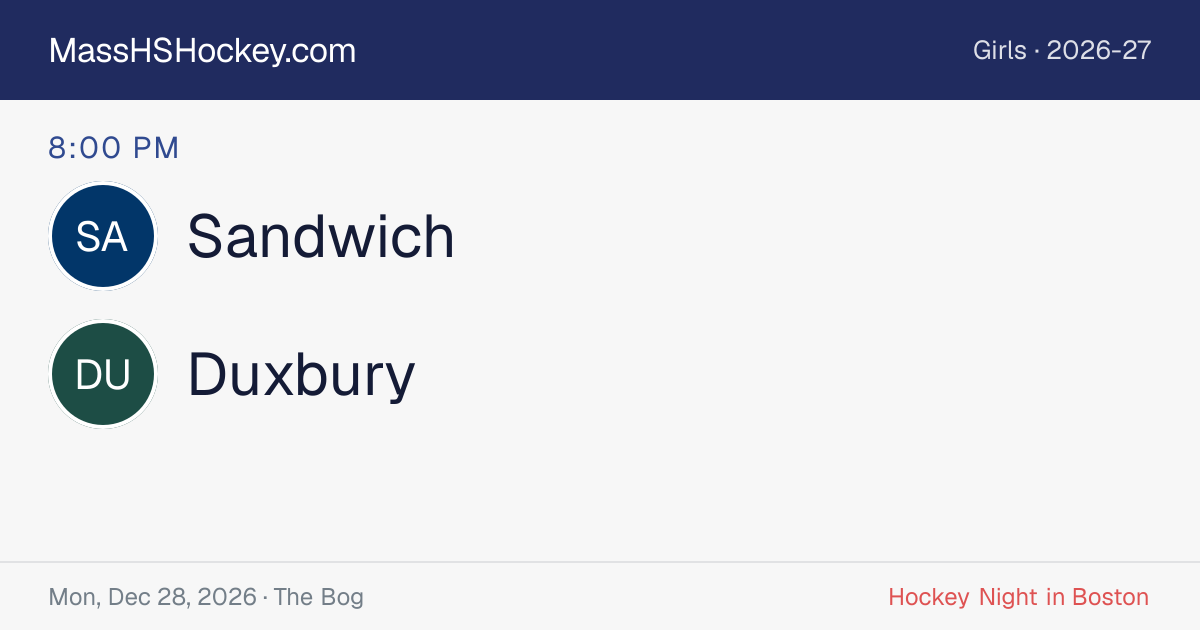 Sandwich at Duxbury score card