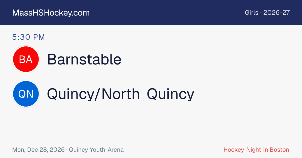 Barnstable at Quincy/North Quincy score card