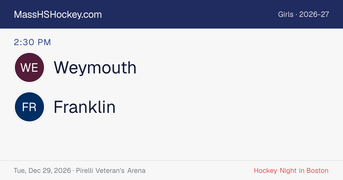 Weymouth at Franklin score card