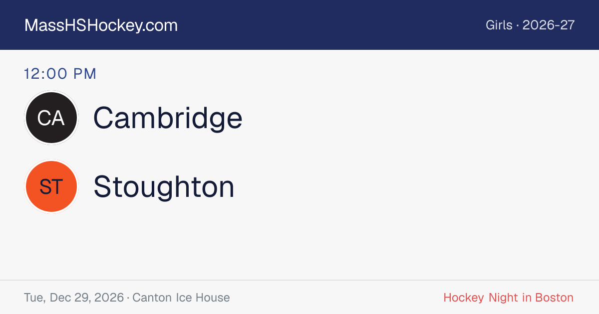 Cambridge at Stoughton score card