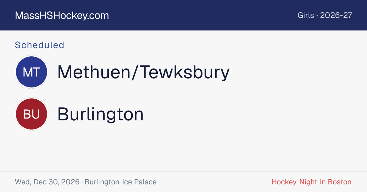 Methuen/Tewksbury at Burlington score card