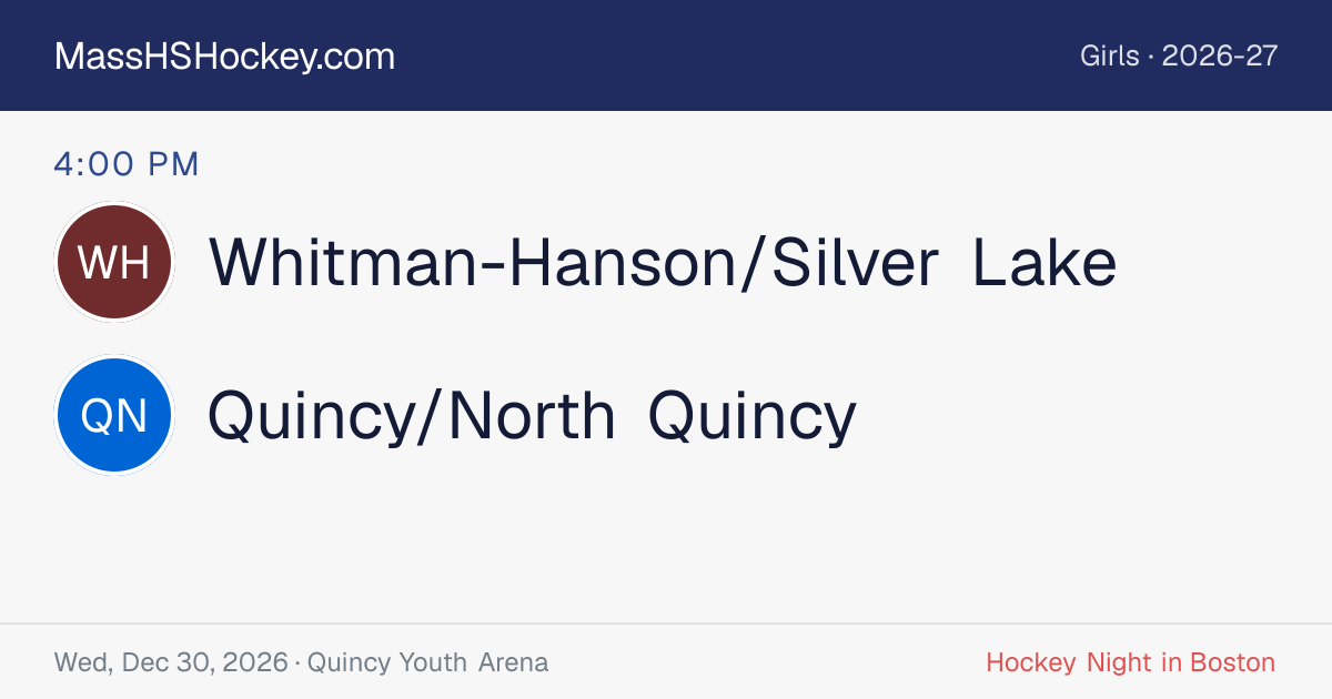 Whitman-Hanson/Silver Lake at Quincy/North Quincy score card