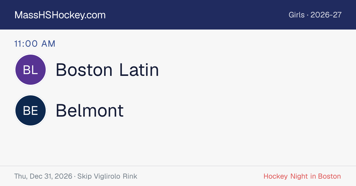 Boston Latin at Belmont score card