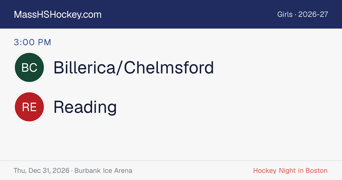 Billerica/Chelmsford at Reading score card