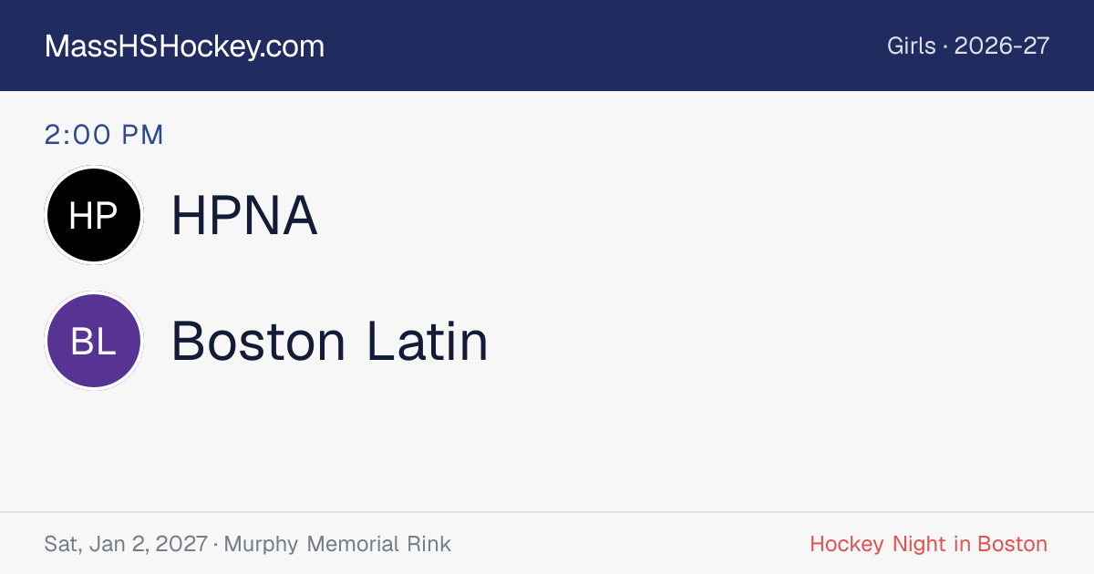HPNA at Boston Latin score card