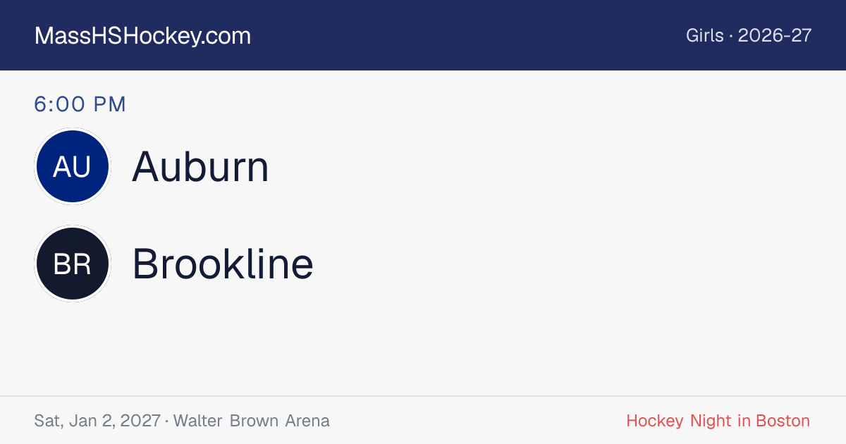 Auburn at Brookline score card