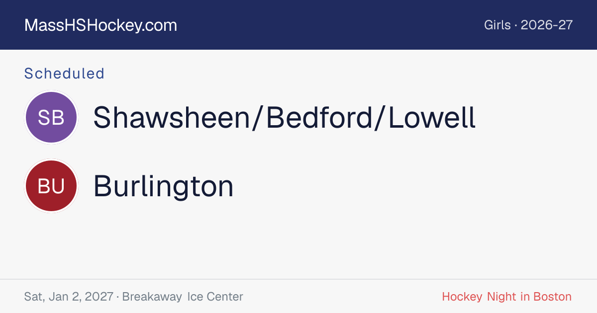 Shawsheen/Bedford/Lowell at Burlington score card