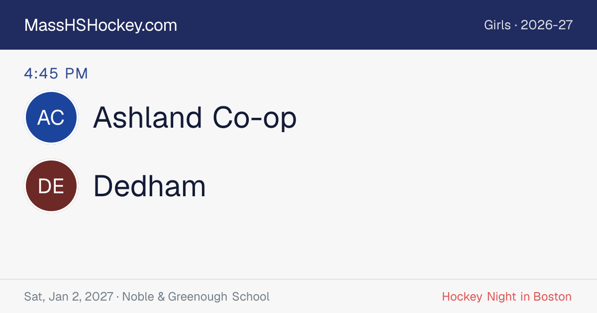 Ashland Co-op at Dedham score card