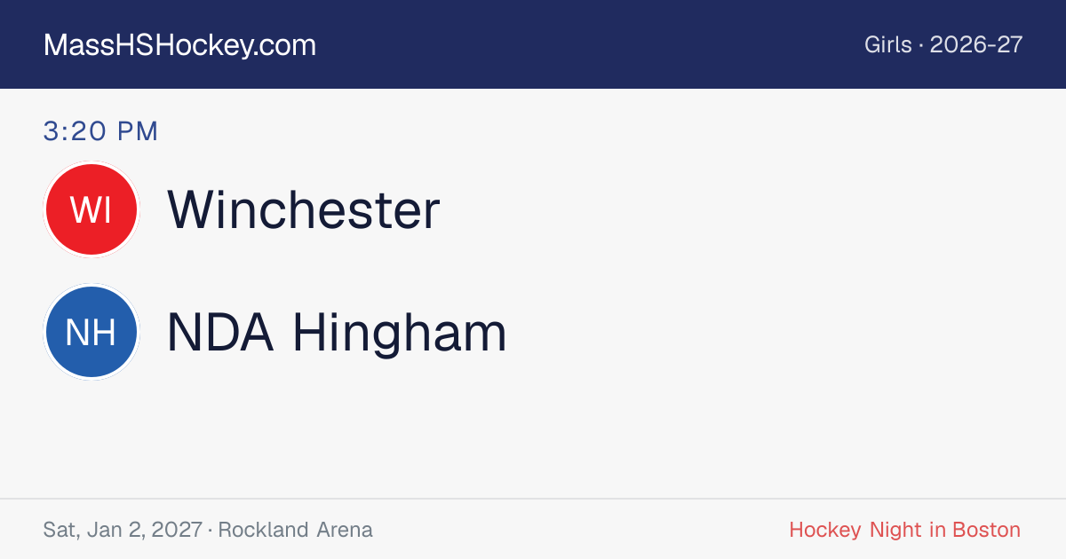 Winchester at NDA Hingham score card