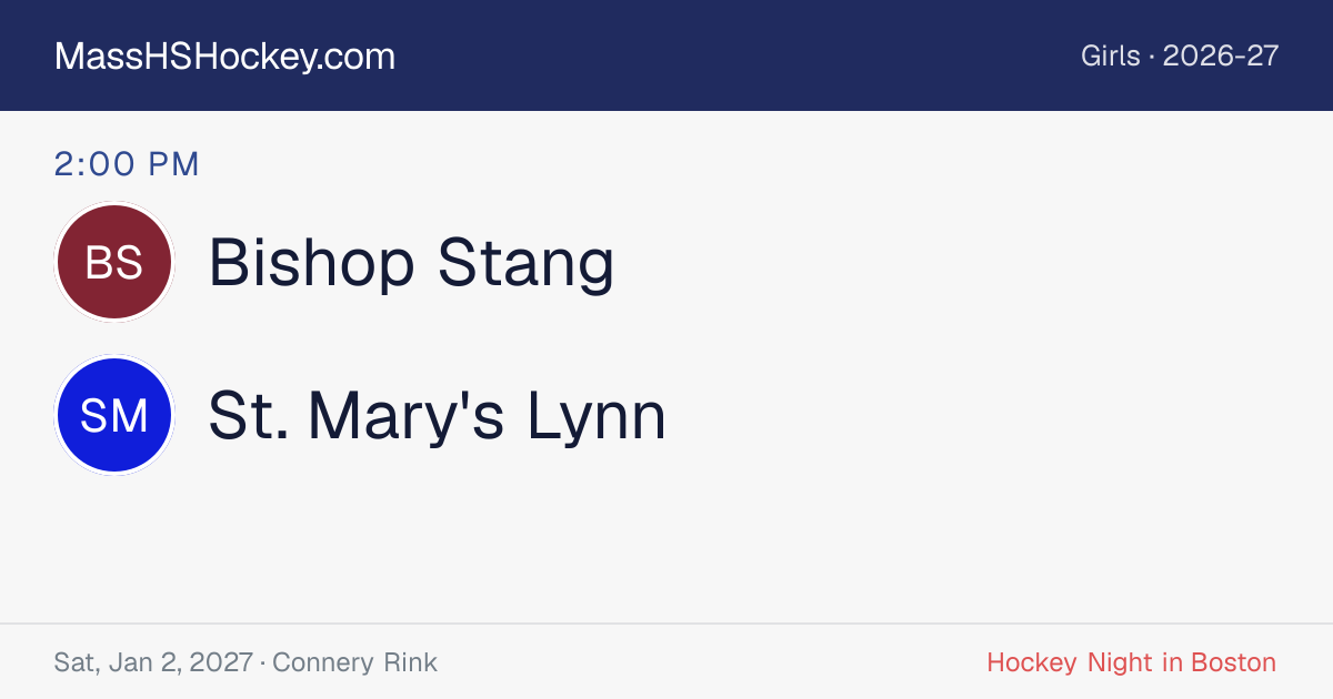 Bishop Stang at St. Mary's Lynn score card