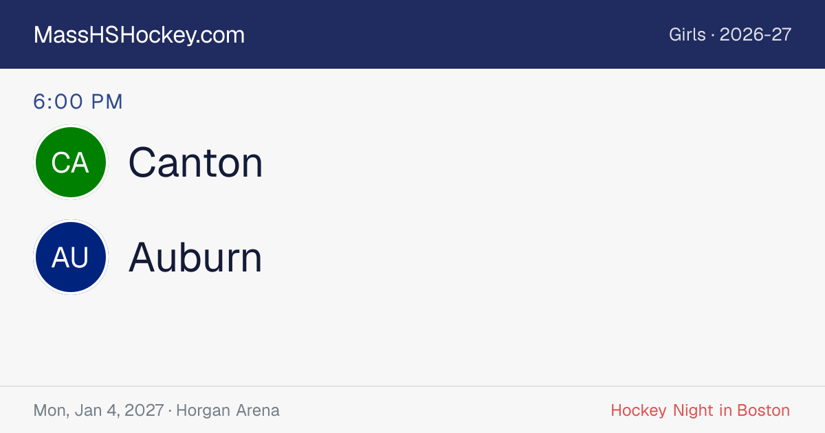 Canton at Auburn score card