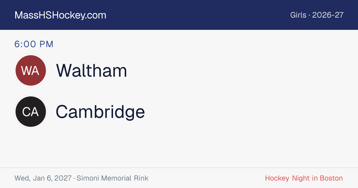 Waltham at Cambridge score card