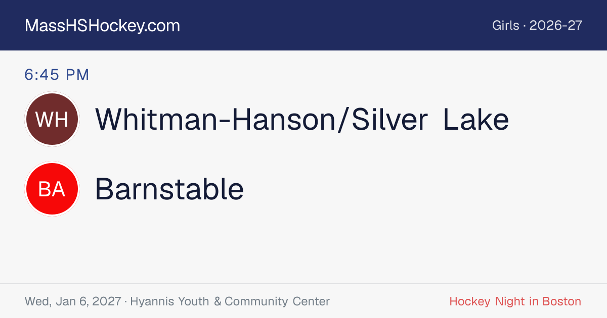 Whitman-Hanson/Silver Lake at Barnstable score card