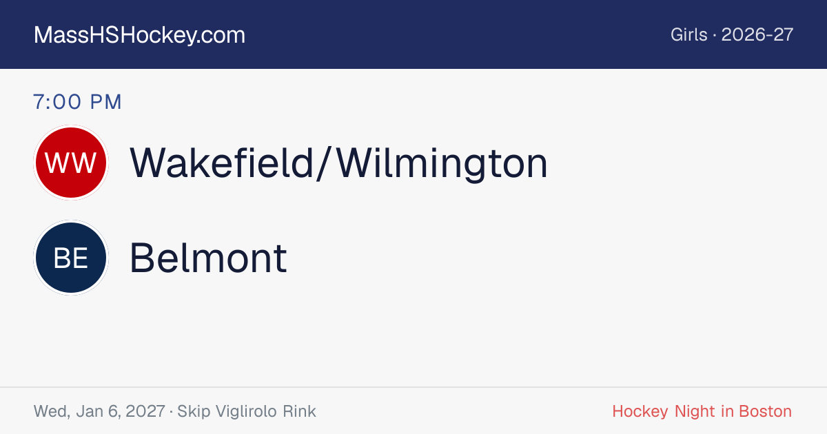 Wakefield/Wilmington at Belmont score card